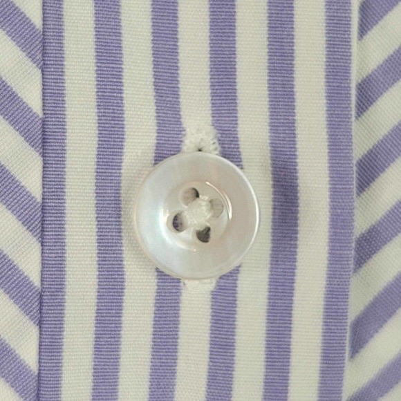 Talbots Womens Size 14 Button Up Shirt Purple White Chevron Cotton - Picture 6 of 8